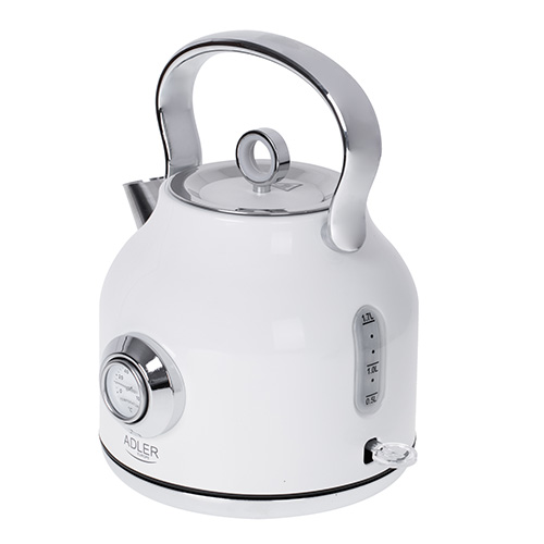 Biela elektrická kanvica Adler s teplomerom 1,7 L STRIX